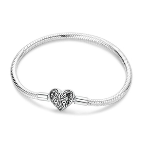 Cuentas colgantes de circonita plateadas en cobre blanco - Accesorio DIY para niños. Nueva Serie de Colgantes/Dijes con Forma de Corazón con Temática de <span class=keywords><strong>Amor</strong></span>. - Product Image 4