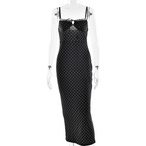 Women's Polka Dot Bodycon Dress <b>Spaghetti</b> <b>Strap</b> Natural Waist Party Casual Midi Length - Product Image 5
