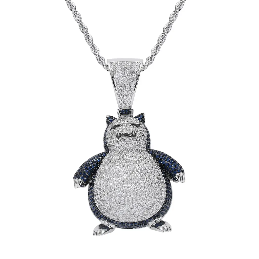 Fashion cartoon with hip hop micro inlaid zircon personality pendant men's necklace for women