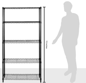 Estante de Arame Ajustável de Aço Inoxidável com 5 Níveis, Certificada NSF, Unidade de Armazenamento Comercial, Preta - Product Image 5