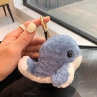 [Little Dolphin] Pendentif en vraie fourrure de baleine en laine, décoration de sac, accessoire de porte-clés créatif personnalisé