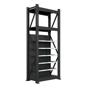 Étagères de supermarché modernes bicolores en promotion – Présentoir métallique bleu et blanc avec barrières de protection pour magasins de proximité - Product Image 2