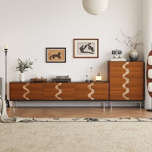 Living Room Set Solid Wood TV Cabinet Boxwood Color Durable Furniture For Home Apartment - Product Image 1