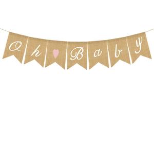Oh Baby Linen Banner Pull Flag Oh Baby Suministros para fiestas de cumpleaños Baby Shower Party Decoraciones - Product Image 5