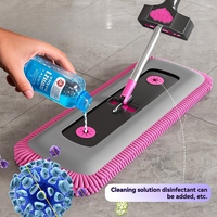 Offre Spéciale : Ensemble Serpillère et Seau en Chenille avec Serpillère en Microfibre, Essoreuse Intégrée, Rotation à 360° et Seau Pliable
