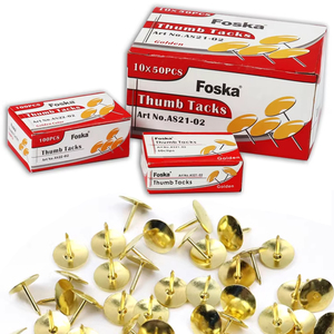 Foska - Chinchetas Metálicas Doradas para Oficina y Escuela, Ideales para Pizarras Blancas - Product Image 1