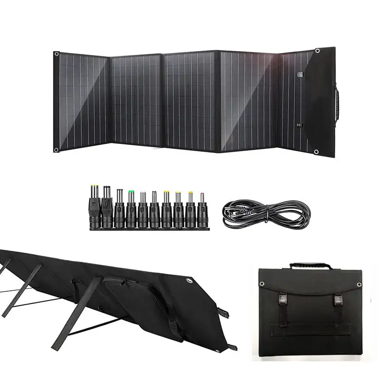 Carregador de energia solar dobrável, painel solar dobrável de 60w 100w 120w, carregadores móveis para laptop, carregador solar
