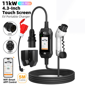Stations de recharge pour véhicules électriques portables Feyree 11 kW, GBT 3 phases, 16 A, station de recharge pour véhicules électriques, contrôle intelligent par Wi-Fi, fonction d'enregistrement des charges, avec adaptateur - Product Image 1