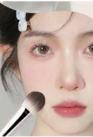 Kuas Makeup Bulu Sintetis Berkualitas Tinggi Bentuk Api untuk Single Blush, Highlighter, Foundation, Concealer, Gagang Kuas Wajah, Label Pribadi
