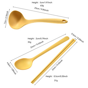 ชุดตะเกียบและช้อนซิลิโคนทนความร้อนสำหรับการเดินทางและใช้ในครัวเรือน - Product Image 3