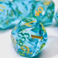 Ensemble de dés à arêtes diamantées en résine, dés DND RPG bleu droit, fabricant de dés personnalisés OEM, approvisionnement en gros