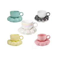 Tasse de petit déjeuner tasse de café en céramique avec sous-verre tasses de bureau pour filles graduées écologiques en gros