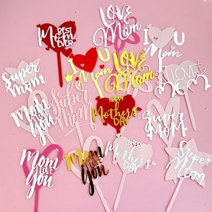 Coeur coloré meilleur maman <span class=keywords><strong>Cupcake</strong></span> picks je t'aime maman décorations de gâteau pour bonne fête des mères thème femmes fête d'anniversaire fournitures - Product Image 2