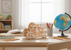 BLOEUES ESPACIO Kit de construction de circuit de billes en bois, forme géométrique, jouet éducatif manuel pour enfants de 4 à 6 ans - Product Image 2