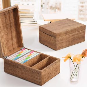 Axefun 4 "x 6" chỉ số chủ thẻ, carbonized gỗ chỉ số thẻ hộp, chỉ số thẻ tổ chức trường hợp, công thức hộp với ngăn, 4 - Product Image 5