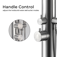 Robinet de douche extérieur autoportant en acier inoxydable 304/316, robinet de douche extérieur pour piscine, jet de pluie domestique, double poignée