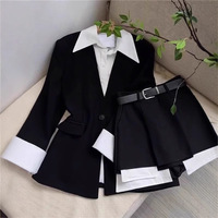 Ensemble élégant chic pour femme mature : Blazer mi-long boutonné et jupe-culotte taille haute – Collection Printemps-Automne