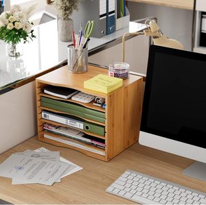 Organizador de Escritorio Moderno de Madera de Gran Capacidad, Personalizable, con 5 Niveles, para Clasificar y Almacenar Archivos, Cartas y Documentos, para la Escuela y el Hogar - Product Image 3