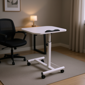 Chariot d'ordinateur portable blanc 90 ° inclinable hauteur réglable Table d'ordinateur portable roulante bureau debout Mobile pliable pour le bureau à domicile - Product Image 2