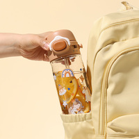 Bouteille d'eau Pinkah Tritan avec couvercle 2-en-1 paille et bec verseur, anti-fuite, sans BPA, avec sangle pour enfants à l'école