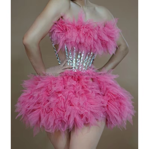 ชุดกระโปรงตูตูผูกเอวประดับลูกไม้และเพชรเทียมแบบหลายชั้นแฟชั่น - Product Image 4