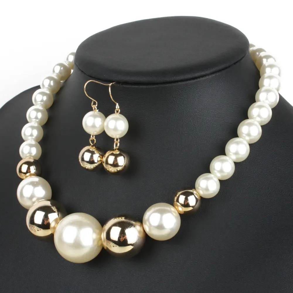 LUOXIN Simple Single Layer Trendy Multicolor Fashion Pearl Necklace Set for Women