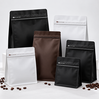 Sachet d'emballage de café personnalisé ECO avec fermeture éclair, fond plat, scellé sur huit côtés, 200g 500g 1kg, usine OEM
