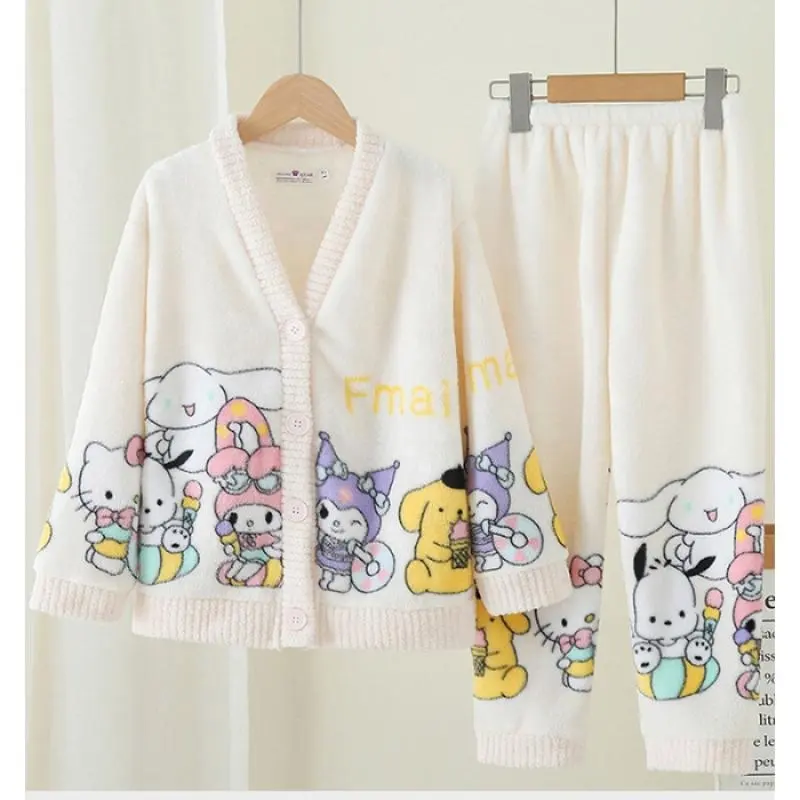 Neue süße Cinna moroll Sanrios Kuromi Mädchen Cartoon Pyjamas niedlichen Anime Eltern-Kind Nachtwäsche Homewear Nachtwäsche Anzug Winter Geschenk