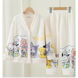 Nuovo simpatico Cinnamoroll Sanrios Kuromi ragazza pigiama cartone animato carino Anime genitore-bambino indumenti da notte Homewear costume da notte inverno regalo