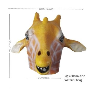 Máscaras de Látex con Forma de Cabeza de Perro, <span class=keywords><strong>Jirafa</strong></span>, Lobo y Rostro Humano, Máscaras Faciales Completas para Fiestas de Halloween y Navidad - Product Image 3