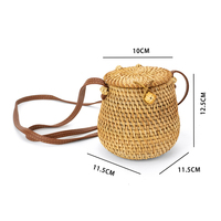 Sac à main de plage en paille naturelle pour femme, mignon et de haute qualité, petit sac bandoulière tissé à la main en rotin