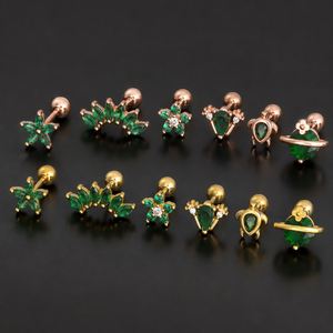 Titanium Cartilage Labret Lip <b>Earring</b> Zircon Gold Plated Vintage Geometric Internal Thread Body <b>Piercing</b> Jewelry Wholesale - Product Image 2