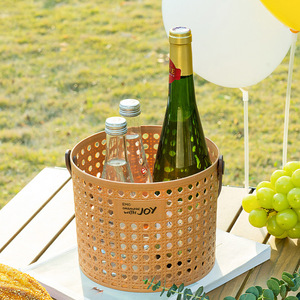 Round Picnic Basket 19.5x15.6cm Portable Storage Organizer For Snacks And Daily Necessities Bedroom Use PP Material - Product Image 3
