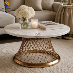 Tavolino da Caffè in Marmo KT STONE, Pratico per la Casa, Forte Capacità di Carico, <span class=keywords><strong>Base</strong></span> Stabile, Facile da Pulire e Mantenere per l'Uso Quotidiano - Product Image 3