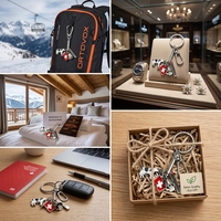 Portachiavi Souvenir Svizzero ODM con Bandiera e Mucca 3D, Mini Campanella, Regalo per Turisti
