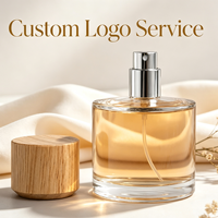 Flacon de parfum cylindrique en verre de 50 ml avec vaporisateur et couvercle en bois massif, flacon vide minimaliste pour parfum