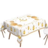 Nappe de table islamique en polyester lavable pour le Ramadan, couverture de table Eid Mubarak pour la décoration de fêtes musulmanes et fournitures de festivals.