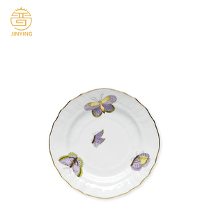 Tốt Xương Trung Quốc Bữa Ăn Tối Vàng Rim Tím Bướm & Hoa Sạc Tấm Gốm Bộ Đồ Ăn Cho Đám Cưới Đảng - Product Image 6