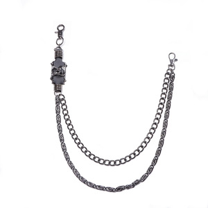 yuelyueli Genuine Leather <b>Skull</b> Waist Chain Zinc Alloy Double <b>Ring</b> Unisex Hip Hop Casual Fashion Body Chain - Product Image 5