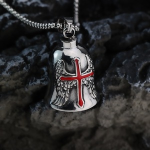 จี้กระดิ่งสแตนเลสสไตล์เรโทรพร้อมดีไซน์กากบาทอีพ็อกซี่สำหรับเป็นของขวัญเครื่องประดับสไตล์มอเตอร์ไซค์ - Product Image 2