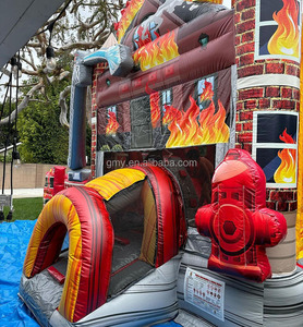 <strong>Durable</strong> <strong>Dry</strong> and Wet Fire Truck Station Jumping Castle Bounce House <strong>Inflatable</strong> <strong>Slide</strong> Combo Bouncer for Sale - Product Image 4