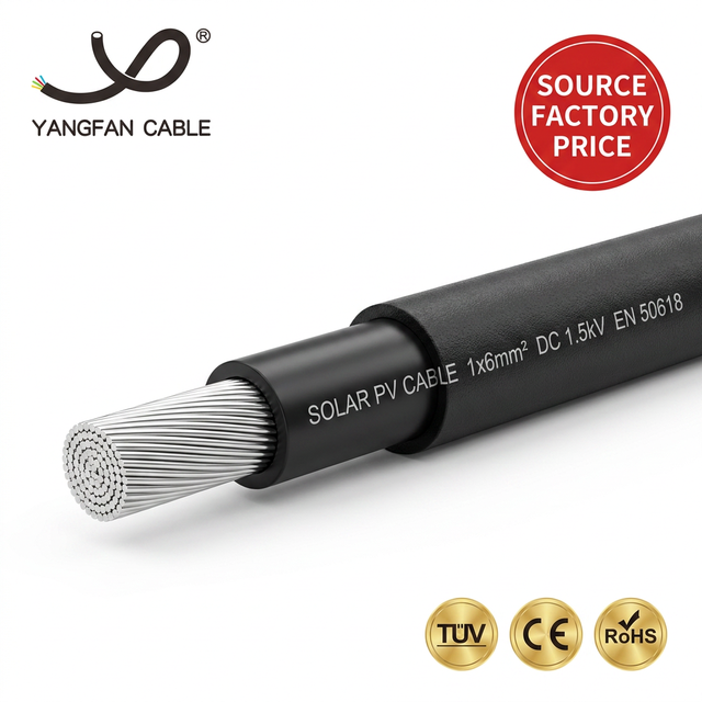 Solar PV Cable DC 1.5kV 4 6 10mm2 Tinned Copper EN 50618 TUV Certified Halogen Free Photovoltaic Wire for Solar Panel Extension