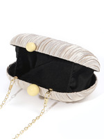 Pochette de soirée tendance pour femme, style Cheongsam, en satin de polyester plissé délicat, avec fermeture à loquet, idéale pour mariage et banquet
