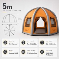 Abri dôme gonflable d'extérieur pliable en tissu TC coton, 15 cm, avec colonne d'air, grande capacité, protection solaire portable