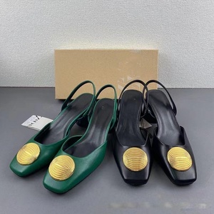 2026 Summer New Style Women's Sexy Thin Thick Heel Sandals Two Tone <b>Square</b> Head Buckle Hollow Rear Buckle Strap with <b>Headband</b> - Product Image 4