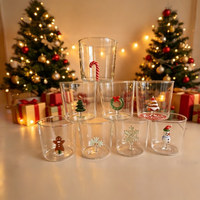 Tasse en verre borosilicate isolée 3D en forme de sapin de Noël, 380 ml, sans BPA, moderne et créative