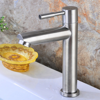 Robinet de lavabo en acier inoxydable 304, robinet d'eau froide simple, robinet à poignée unique, robinet de lavabo de salle de bain