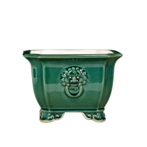 Taoxiang <b>Square</b> Ceramic Bonsai <b>Pot</b> Beveled Corners Traditional Chinese Style Desktop Plant Container - Product Image 1