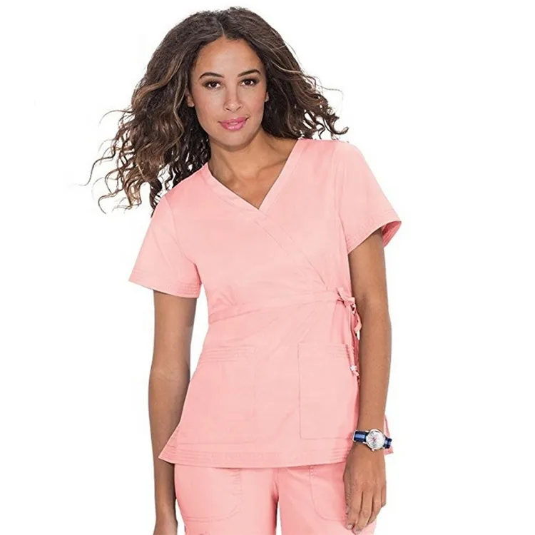 ความยืดหยุ่นสูงสีสันแฟชั่นออกแบบ Slim Fit Scrubs แพทย์พยาบาลสีเขียวพยาบาล Scrubs Uniforms