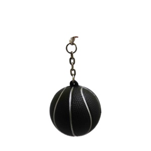 Porte-clés anti-stress en mousse noire en forme de ballon de basket - Product Image 1